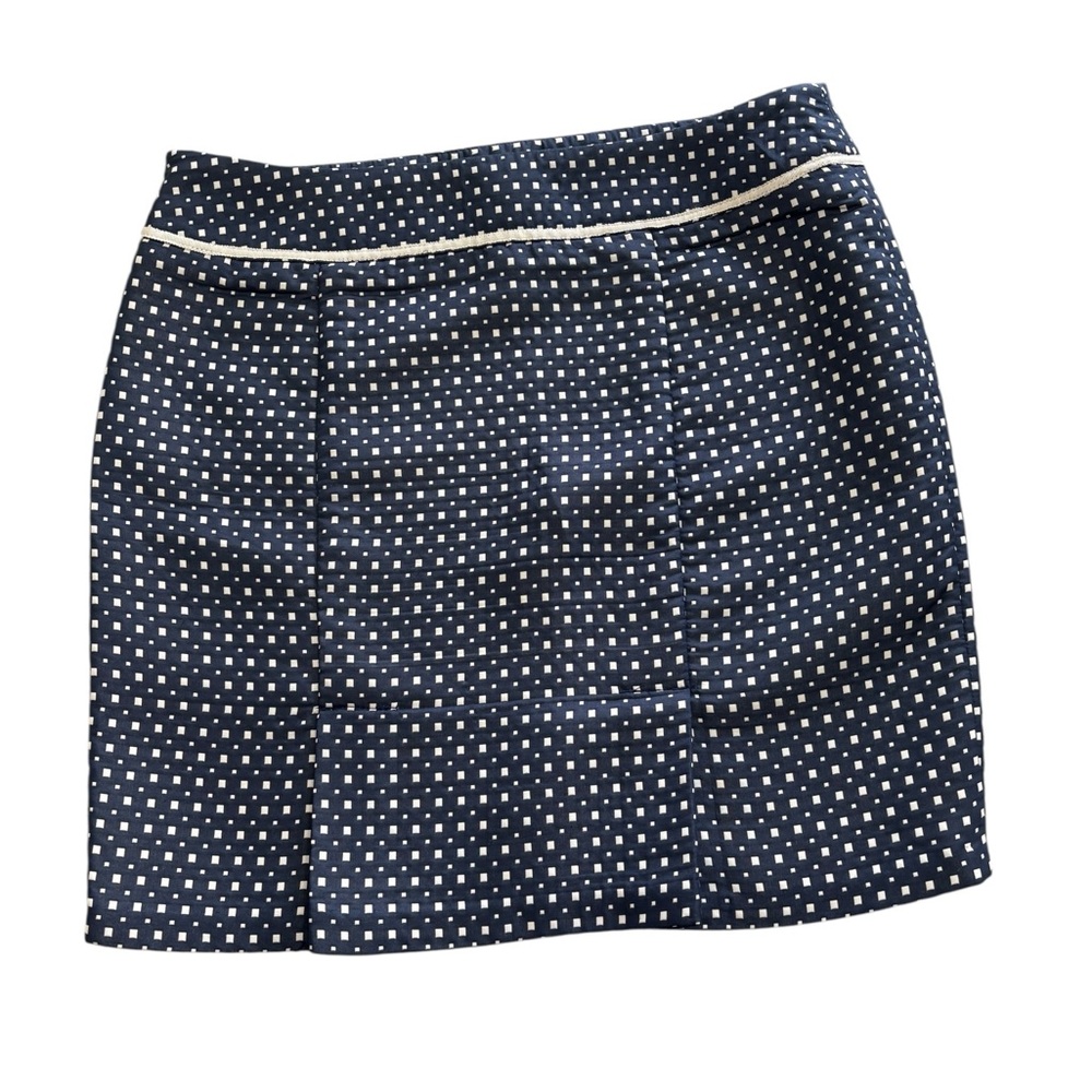 Max Studio Geo Print Mini Skirt 6 Navy White Business Office Professional Wear - Picture 3 of 7